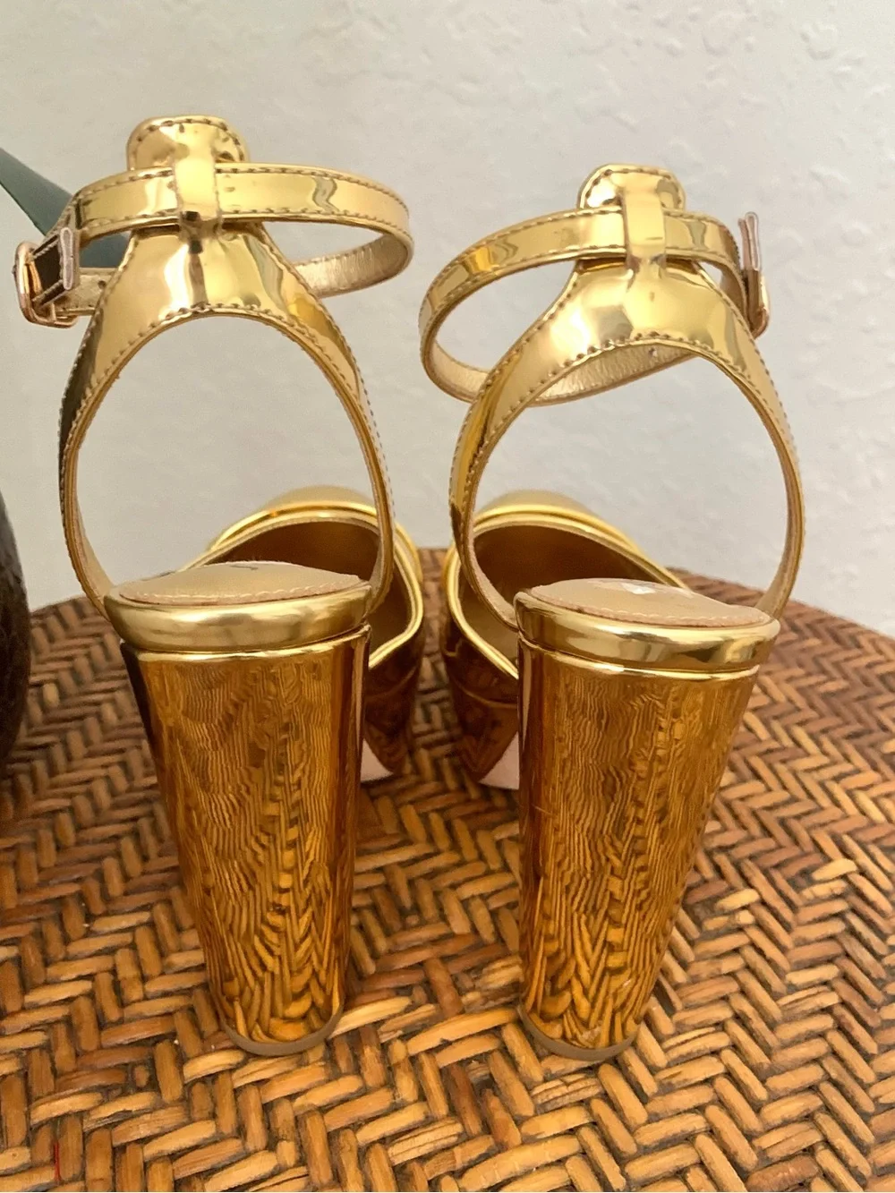 Antonio Melani and the Nat Note Pia Gold Mirror Metallic Platform Heel Pumps